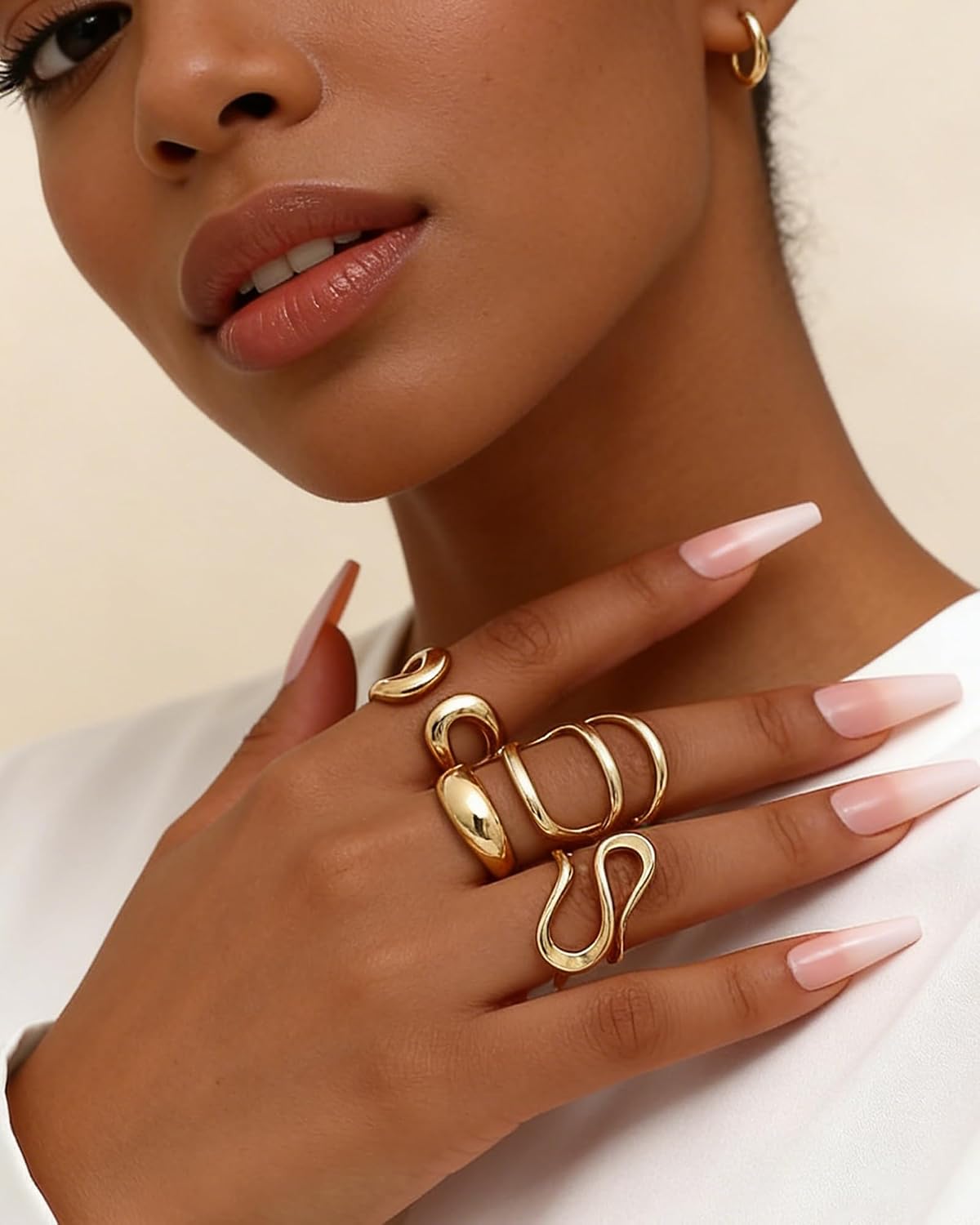 YEEZII Juego de 20 anillos dorados para mujer, anillos de dedo midi...