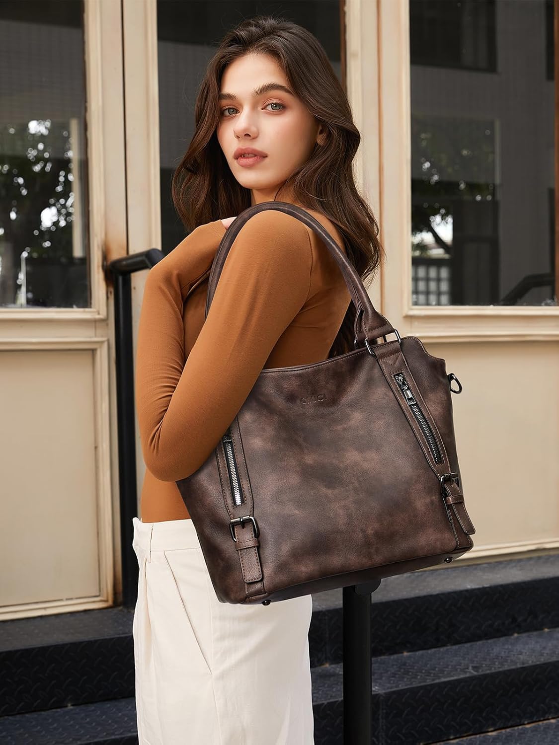 CLUCI - Bolsos de cuero vegano para mujer, bolso grande y de hombro...