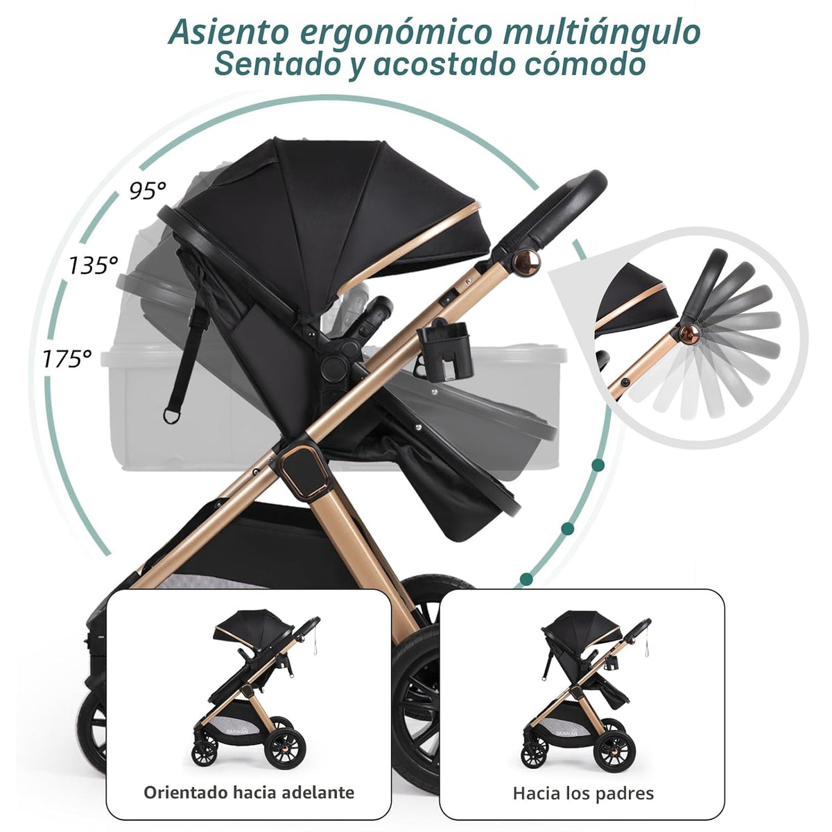 Cochecito de bebé convertible 6 en 1 con moisés con silla de paseo...
