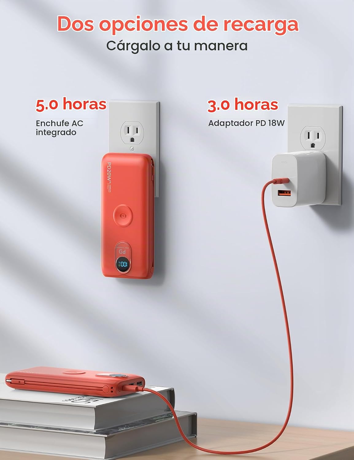 LENGSUM Cargador portátil, cargador de batería de carga rápida de 1...