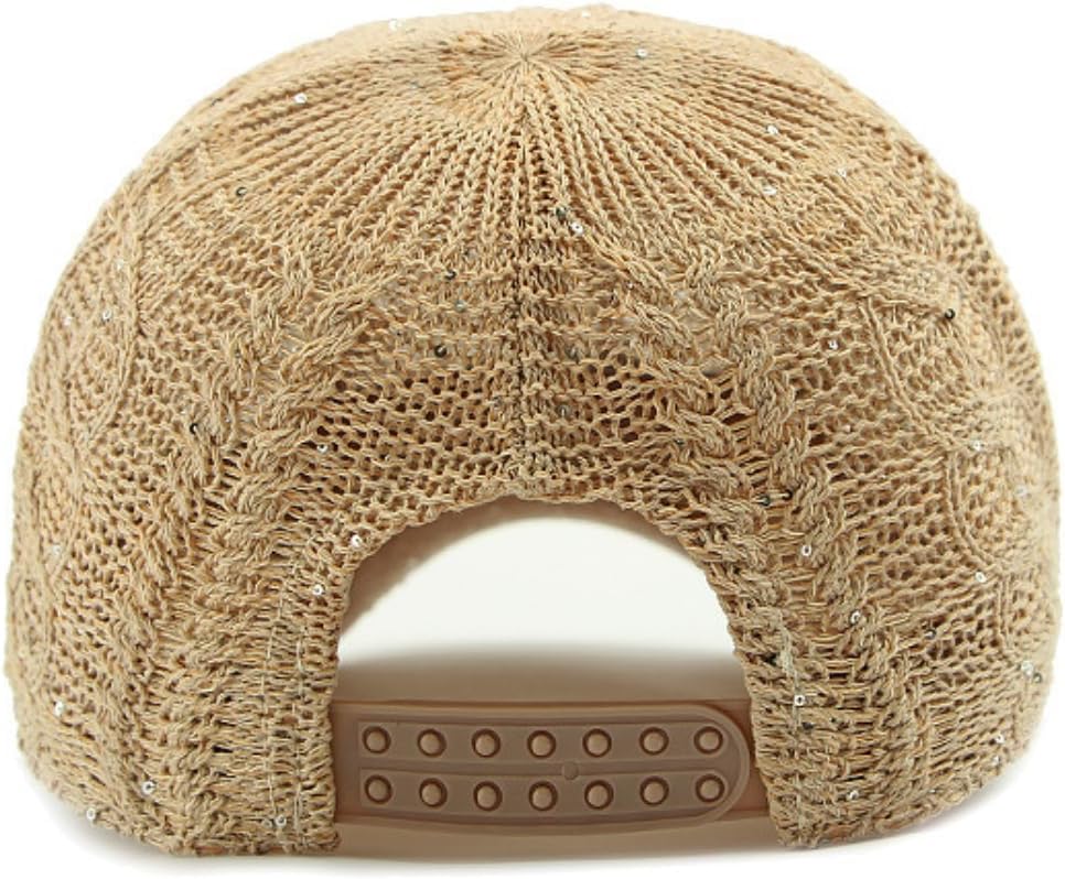 Gorra de béisbol de malla con purpurina para mujer, transpirable, a...