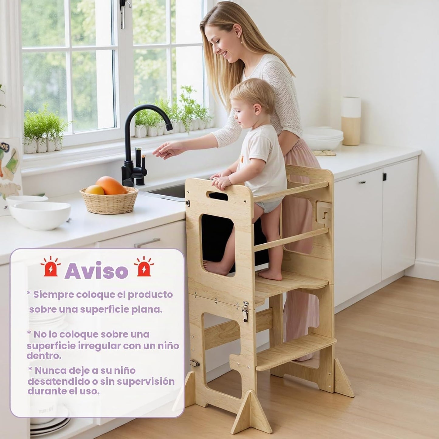 labebe Torre de pie para niños pequeños de 12M+, torre de aprendiza...