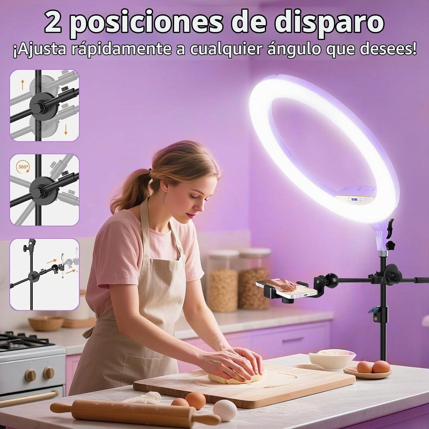 Kit de anillo de luz de 22 pulgadas: trípode de luz de anillo para...