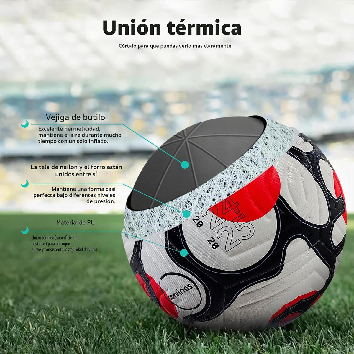 Torvinas Balón de fútbol Tamaño 5,4 \u2013 Piel sintética impermeab...