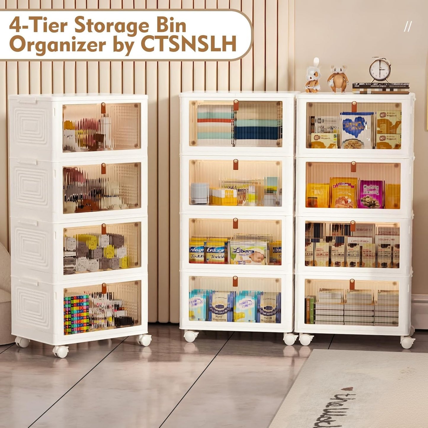 CTSNSLH Contenedores de almacenamiento de plástico de 4 niveles con...