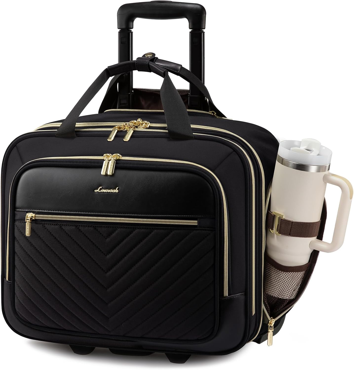LOVEVOOK Bolso para portátil con ruedas para mujer, maletín para po...