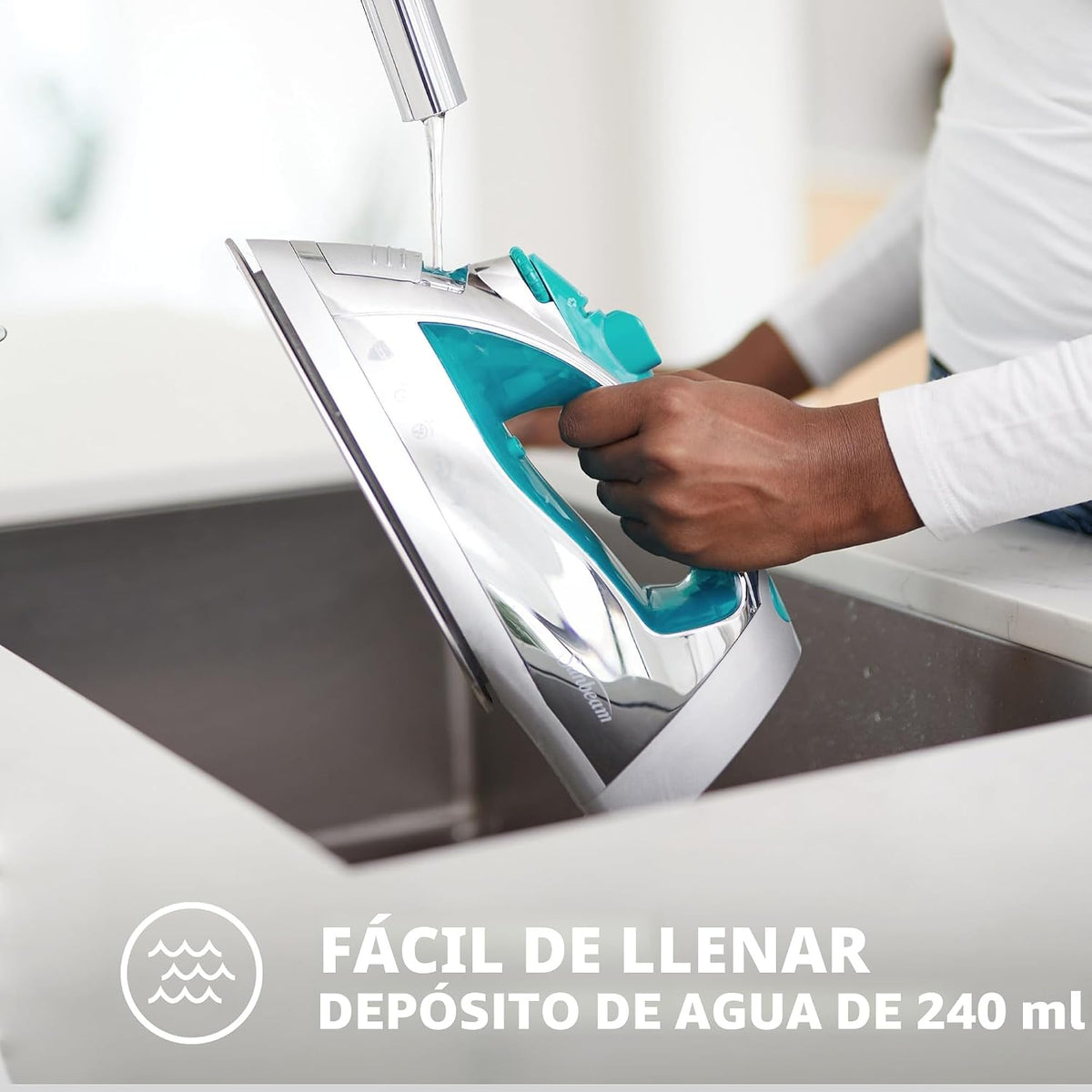 Plancha de acero inoxidable, antiderrame, no adherente Sunbeam Stea...