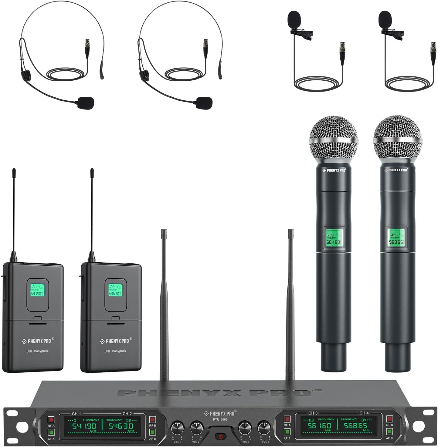 Phenyx Pro Sistema de micrófono inalámbrico, juego de micrófono ina...
