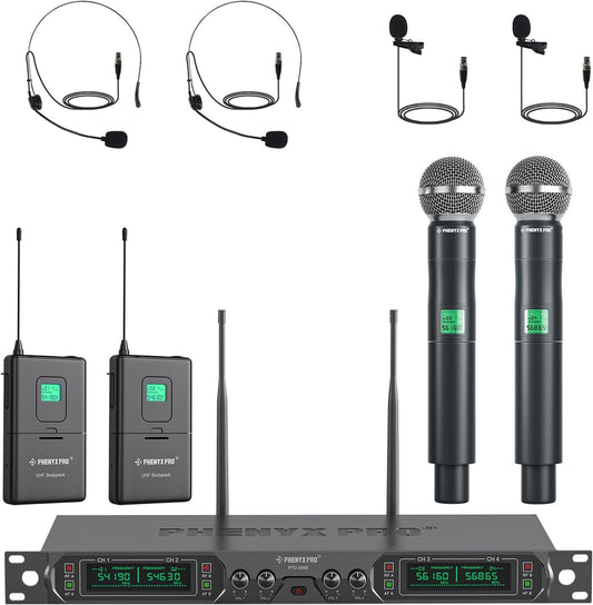 Phenyx Pro Sistema de micrófono inalámbrico, juego de micrófono ina...
