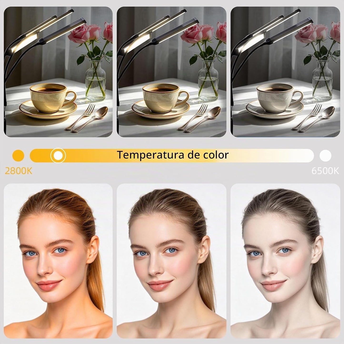 Luz esteticista con cuatro brazos flexibles, kit de iluminación LED...