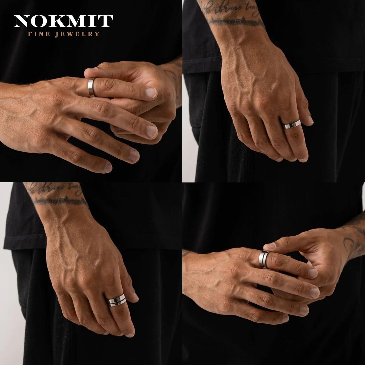 NOKMIT Anillos rellenos de oro de 14 quilates de 0.197 in para muje...