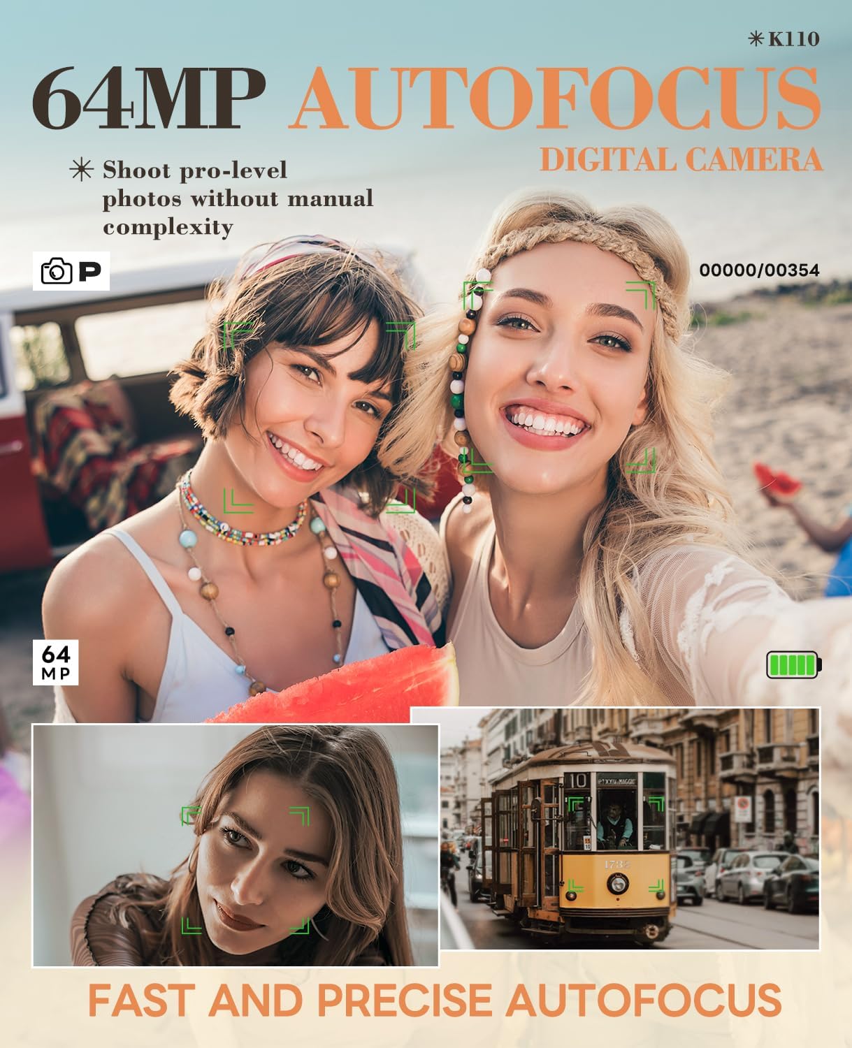 Cámara digital True 5K 64MP para fotografía (negra) | Zoom 18X de e...