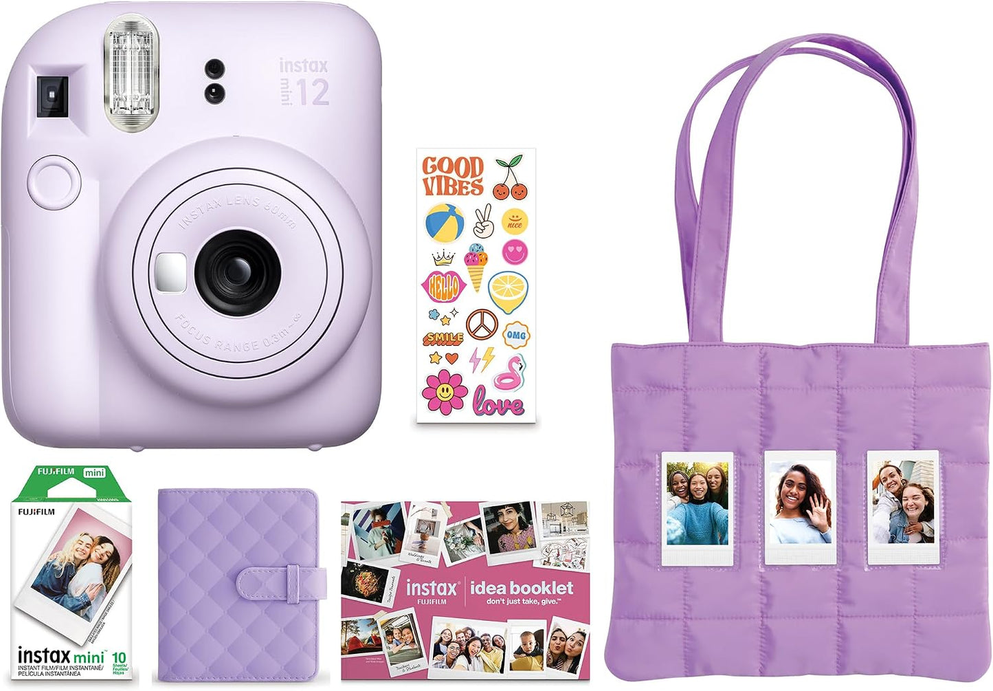 FUJIFILM Instax Mini 12 Paquete de Vacaciones 2025 - Morado Lila |...