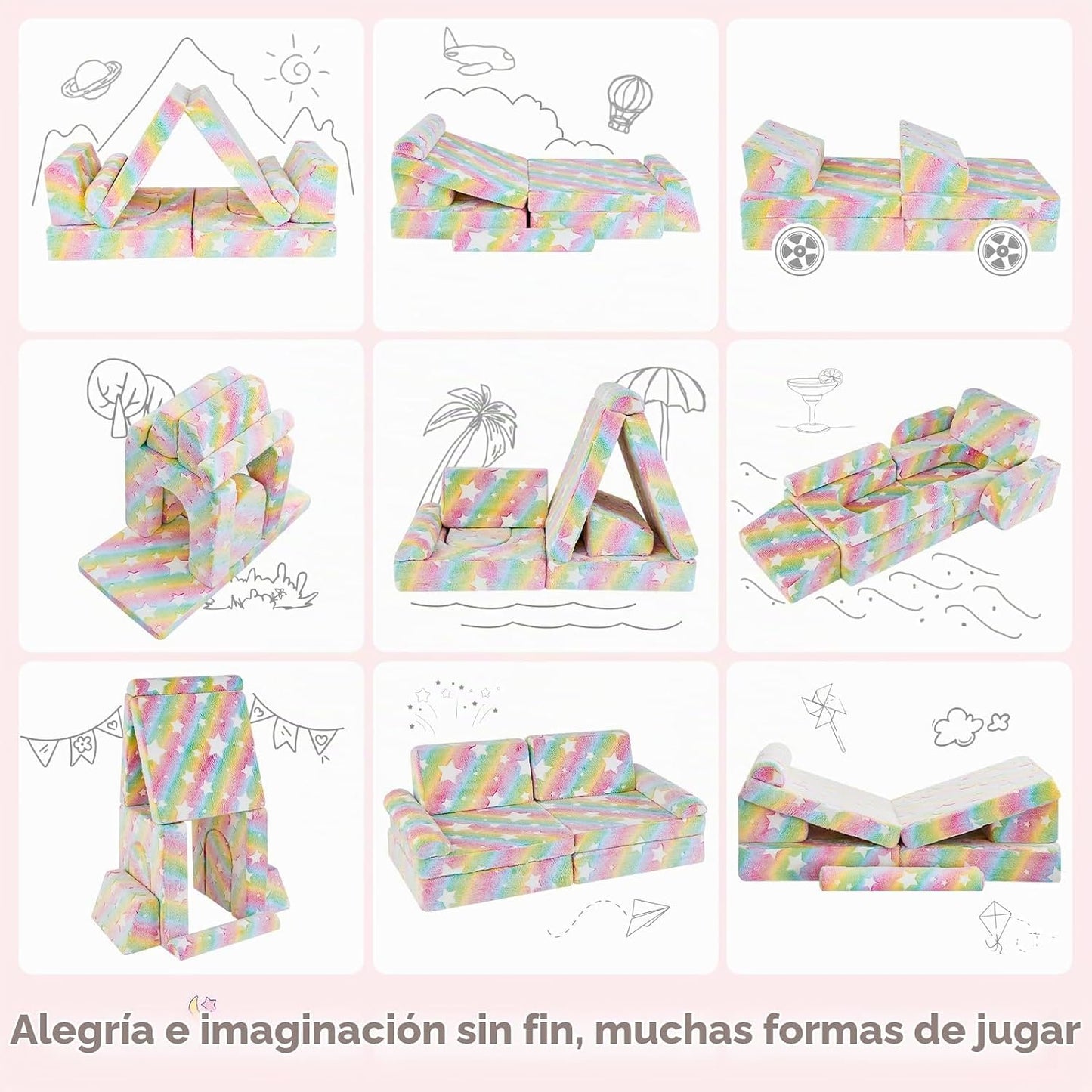 IFNOW Sofá Modular para Niños, Sofá para Niños Pequeños, Sofá Secci...
