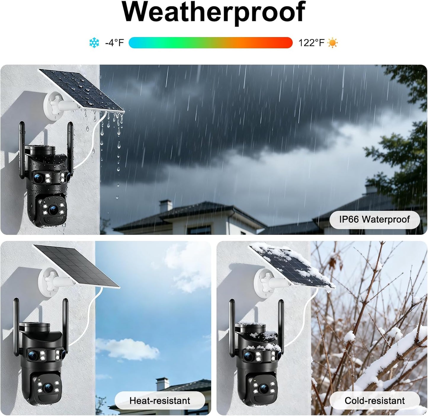 Tutoview Cámara de seguridad solar de triple lente de 8MP 6K al air...