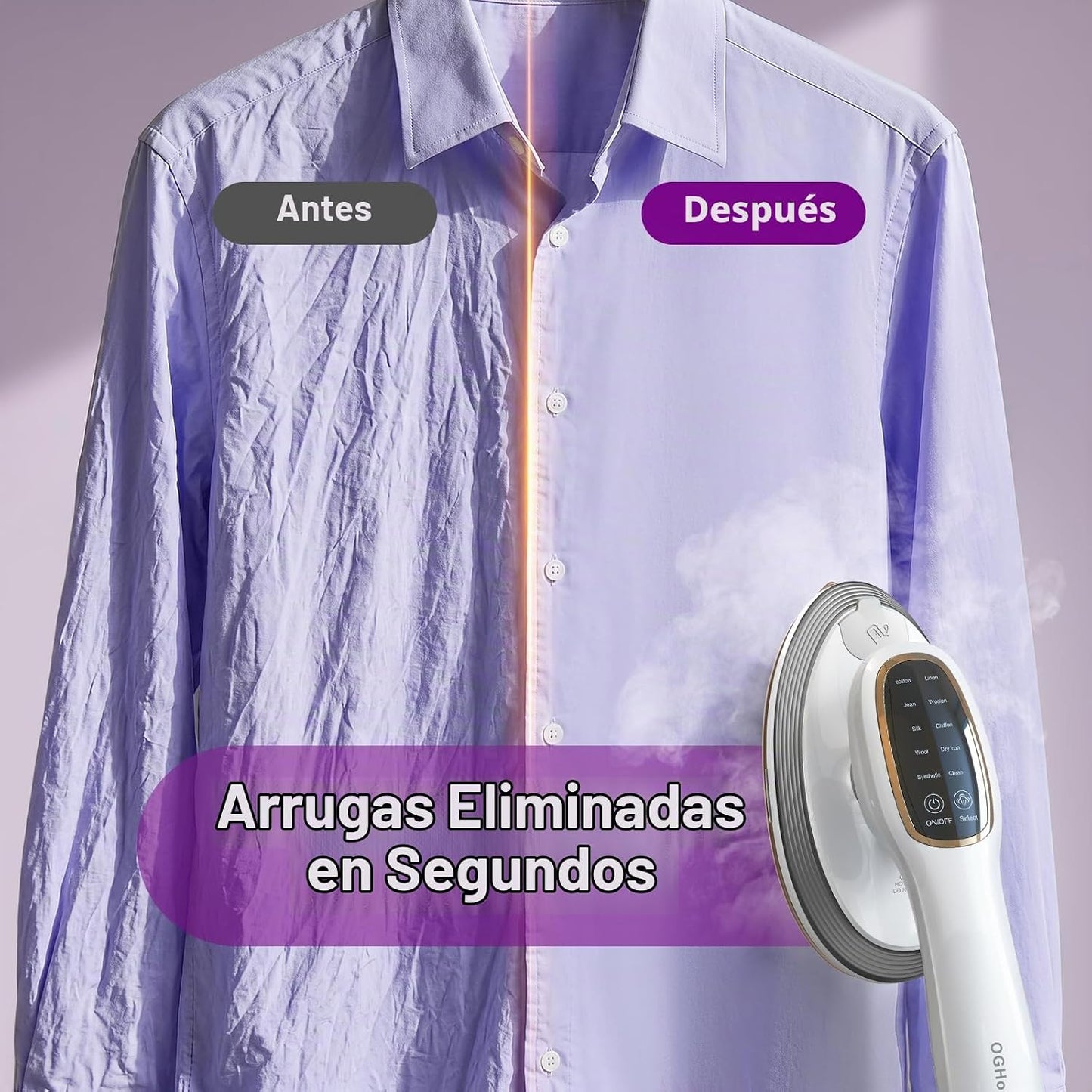 OGHom Vaporizador y plancha 2 en 1 para ropa, plancha de mano de 12...