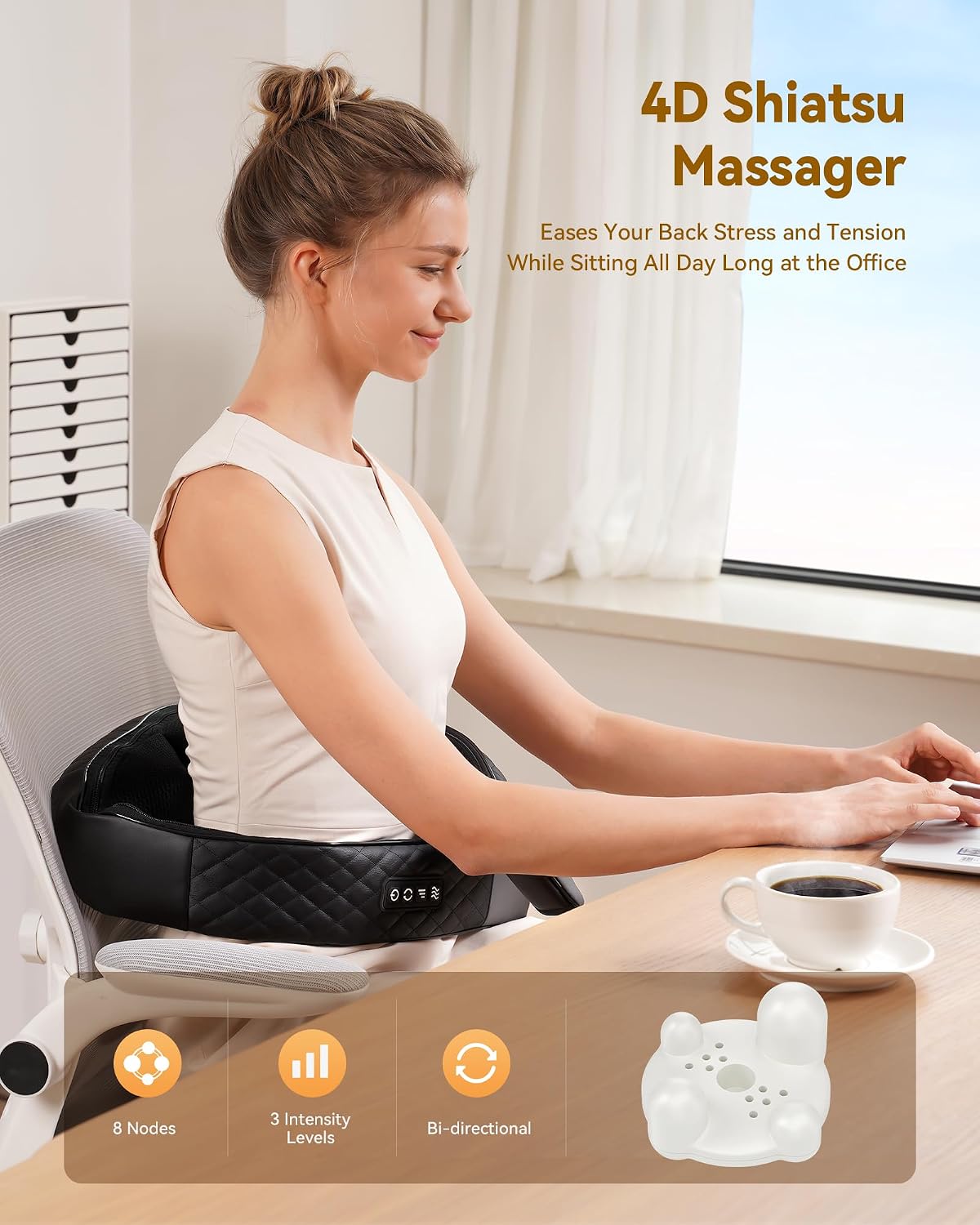 Masajeador de cuello con calor, masajeador Shiatsu de cuello y espa...