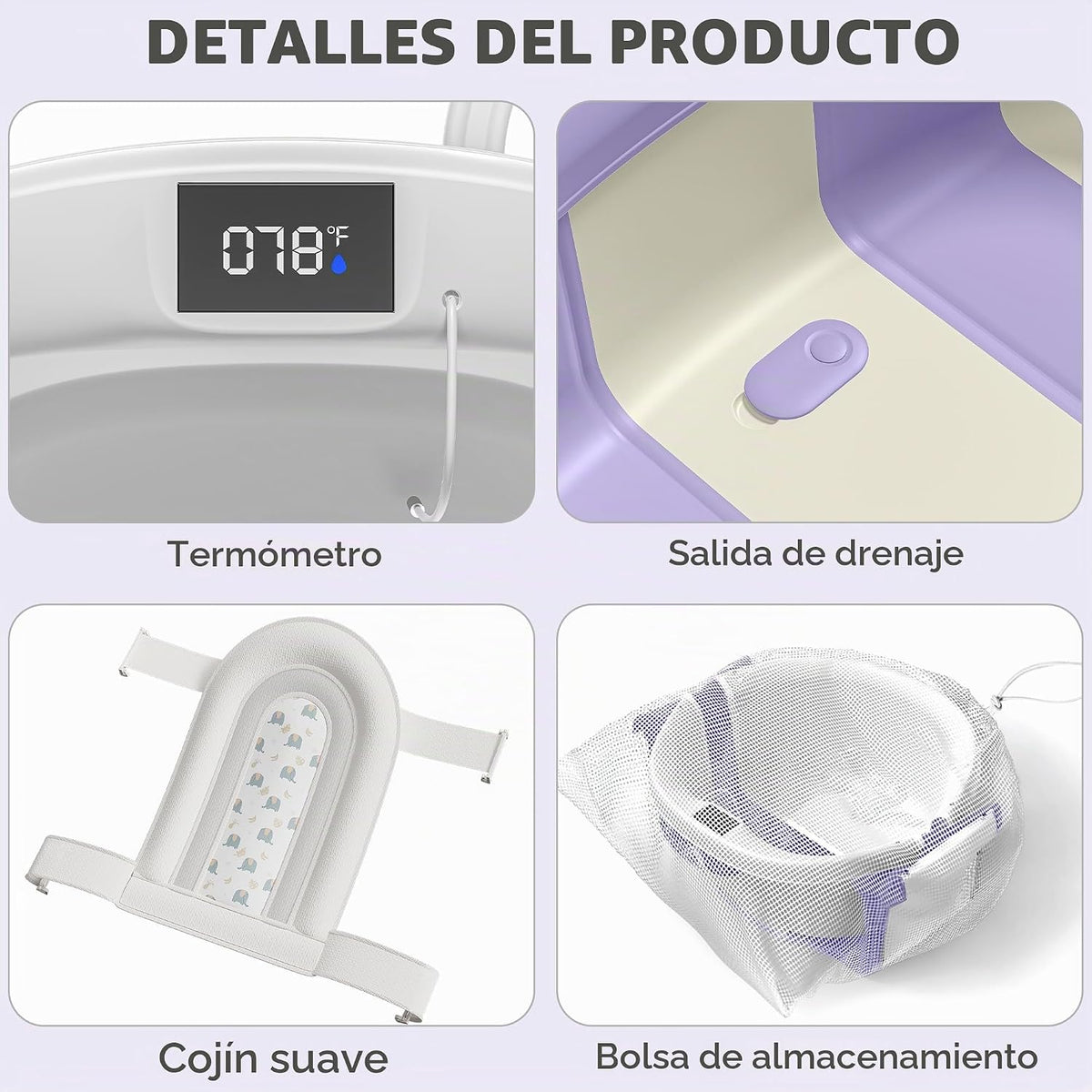Bañera plegable para recién nacidos a niños pequeños de 0 a 36 mese...
