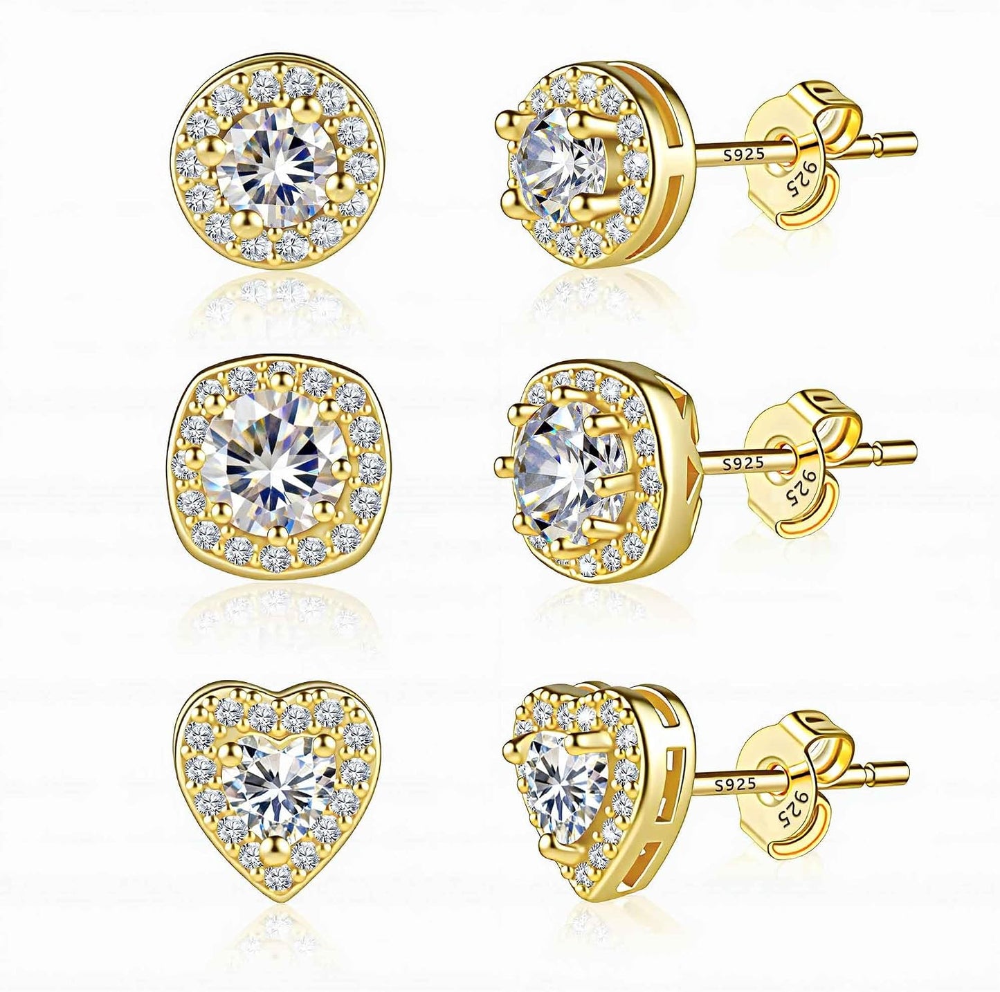 ALEXCRAFT Aretes de tuerca de plata de ley para mujeres y niñas, ci...