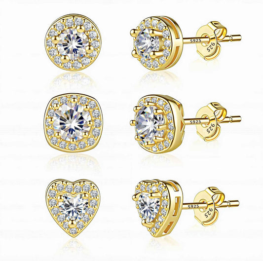 ALEXCRAFT Aretes de tuerca de plata de ley para mujeres y niñas, ci...