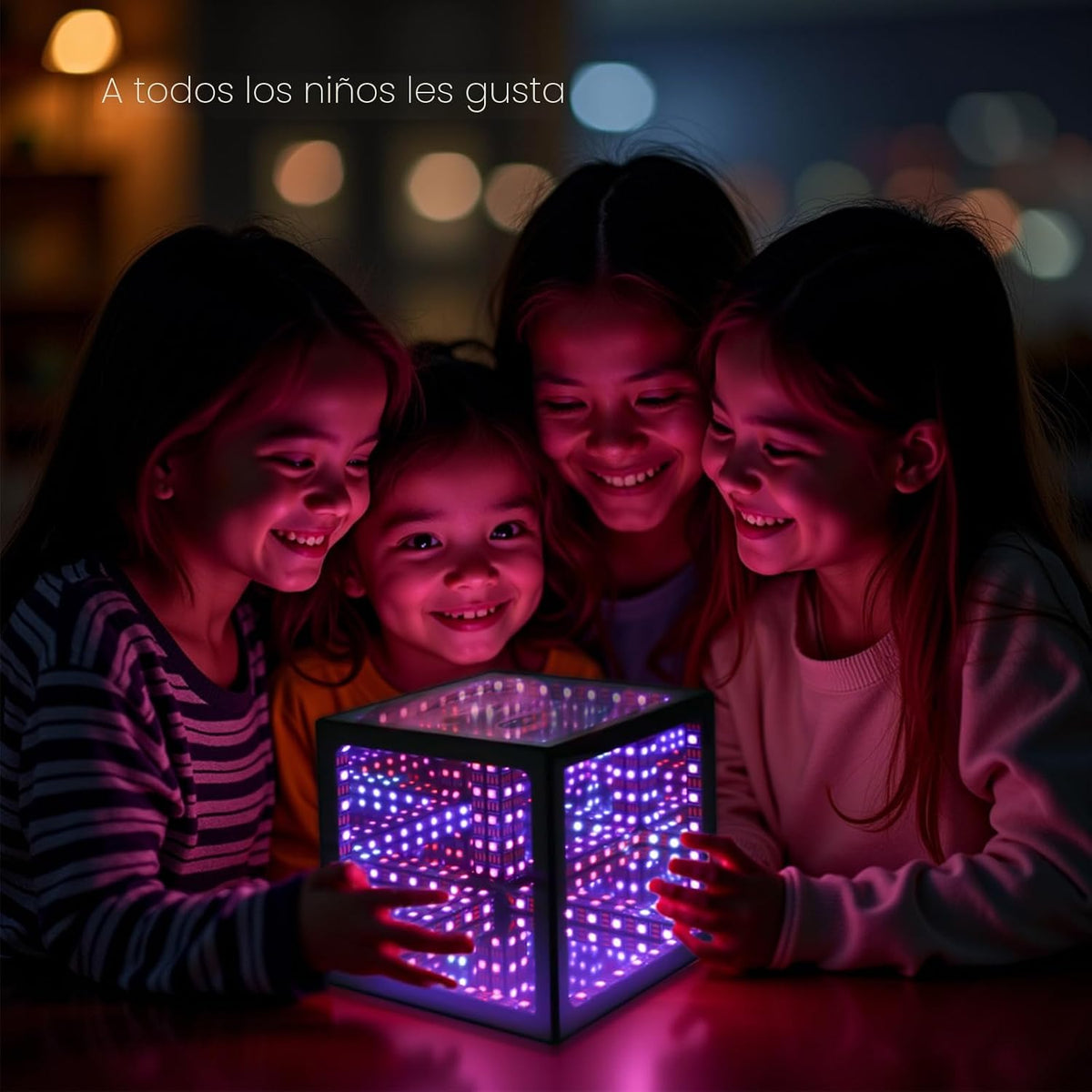 Heepulor Infinity Mirror Hyper Cube - Lámpara de mesa, luz de humor...
