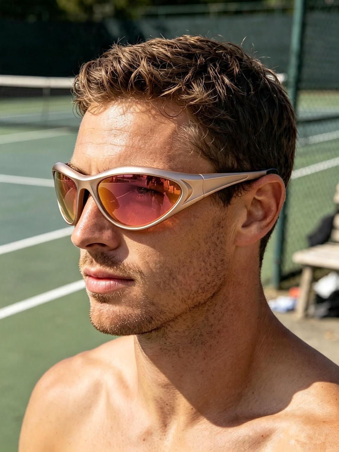 ADE WU Gafas de sol Y2K Rave de moda envolventes gafas de sol depor...