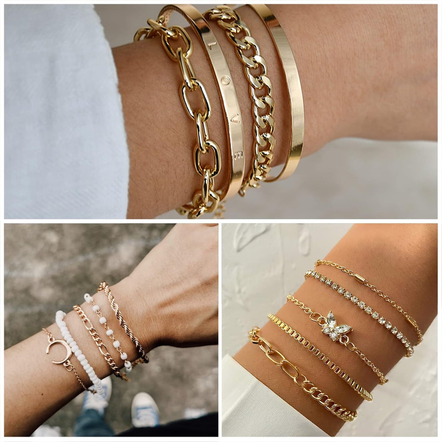 IFKM Juego de joyas chapadas en oro para mujer, collares de múltipl...