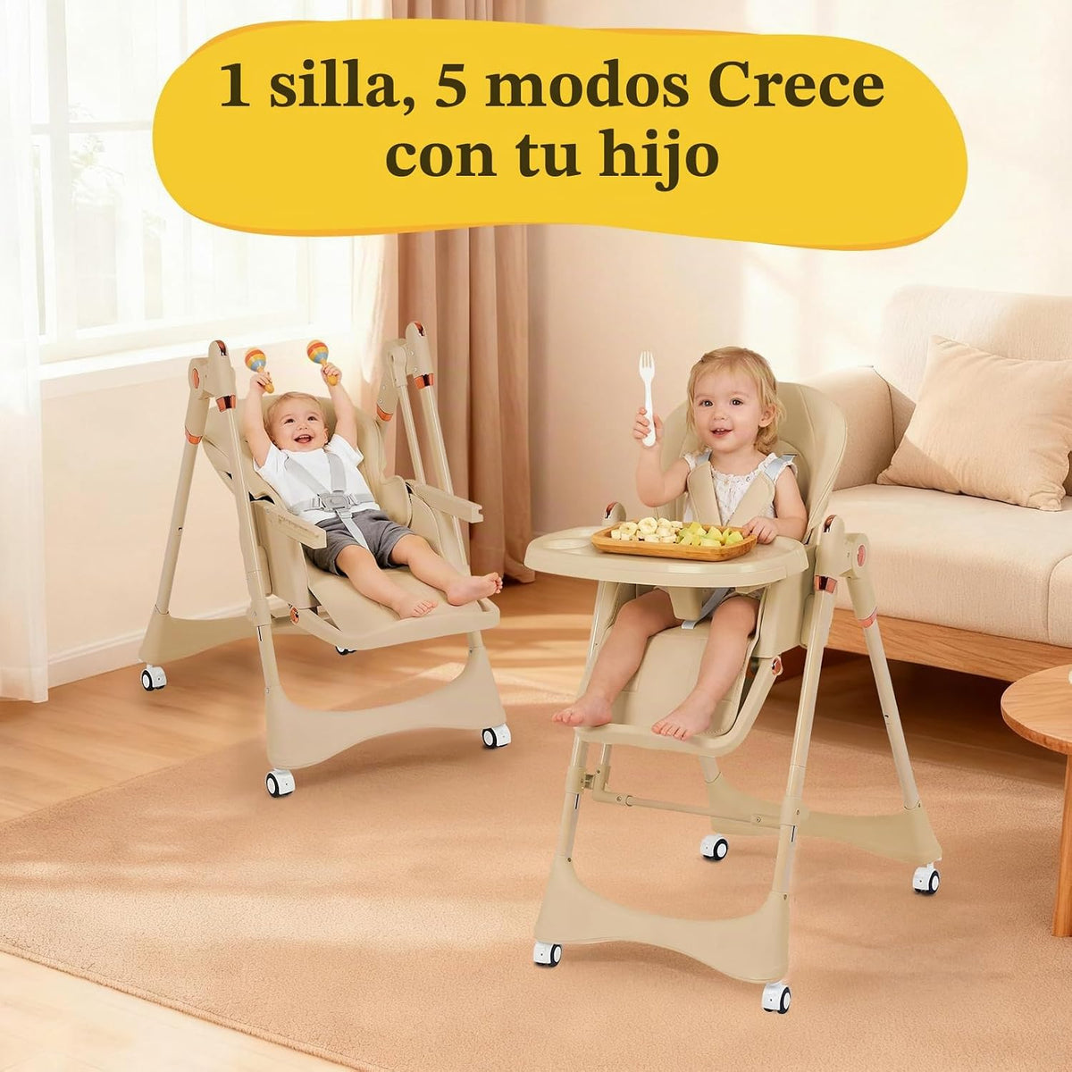 Silla alta 6 en 1 | Silla alta convertible para recién nacido a niñ...
