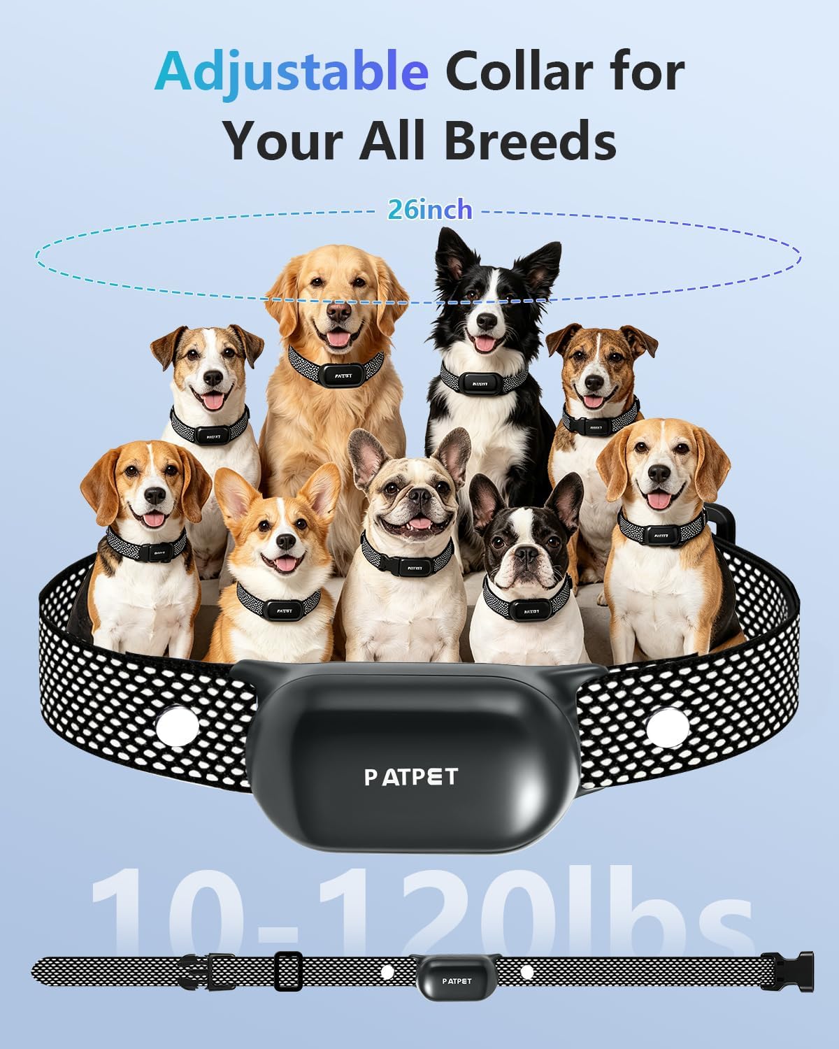 PATPET Collar de choque para perros (10 a 120 libras), collar de en...
