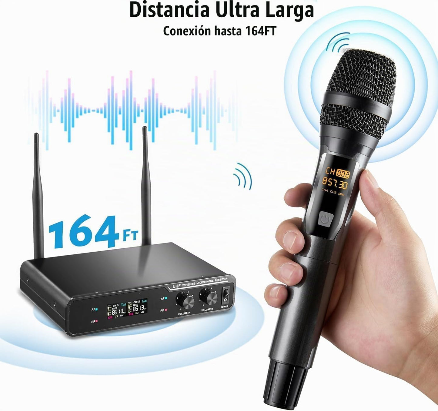 RXSKERTL Micrófono inalámbrico profesional para cantar, micrófono d...