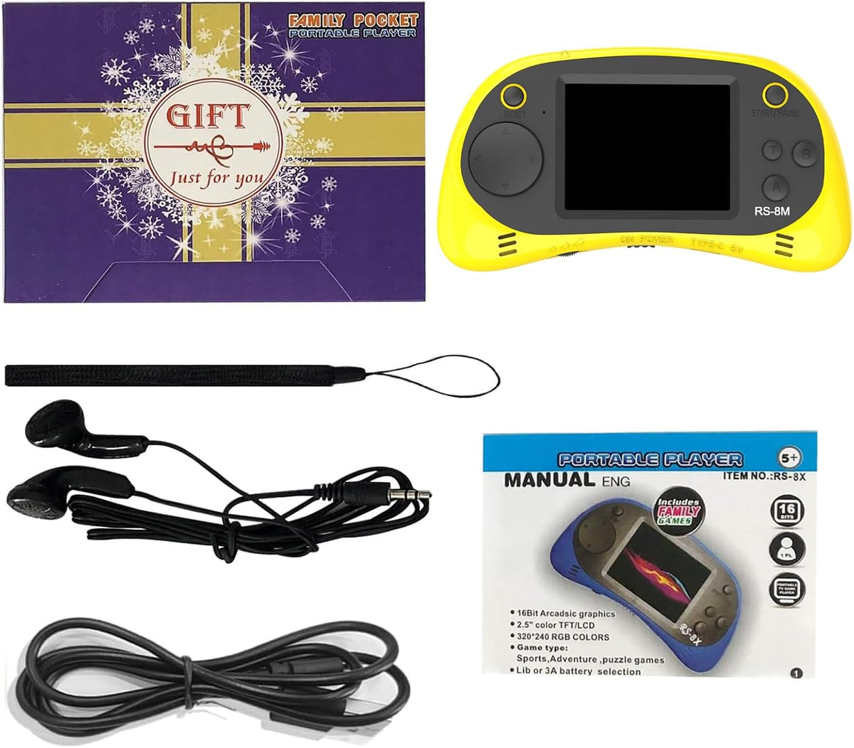 Reproductor de videojuegos portátil de mano para niños con 200 jueg...