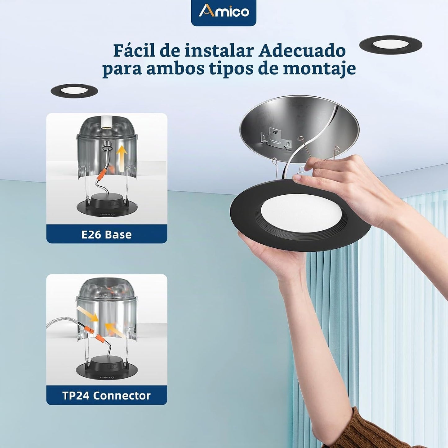 Amico Paquete de 24 unidades de iluminación LED empotrada de 5\/6 p...