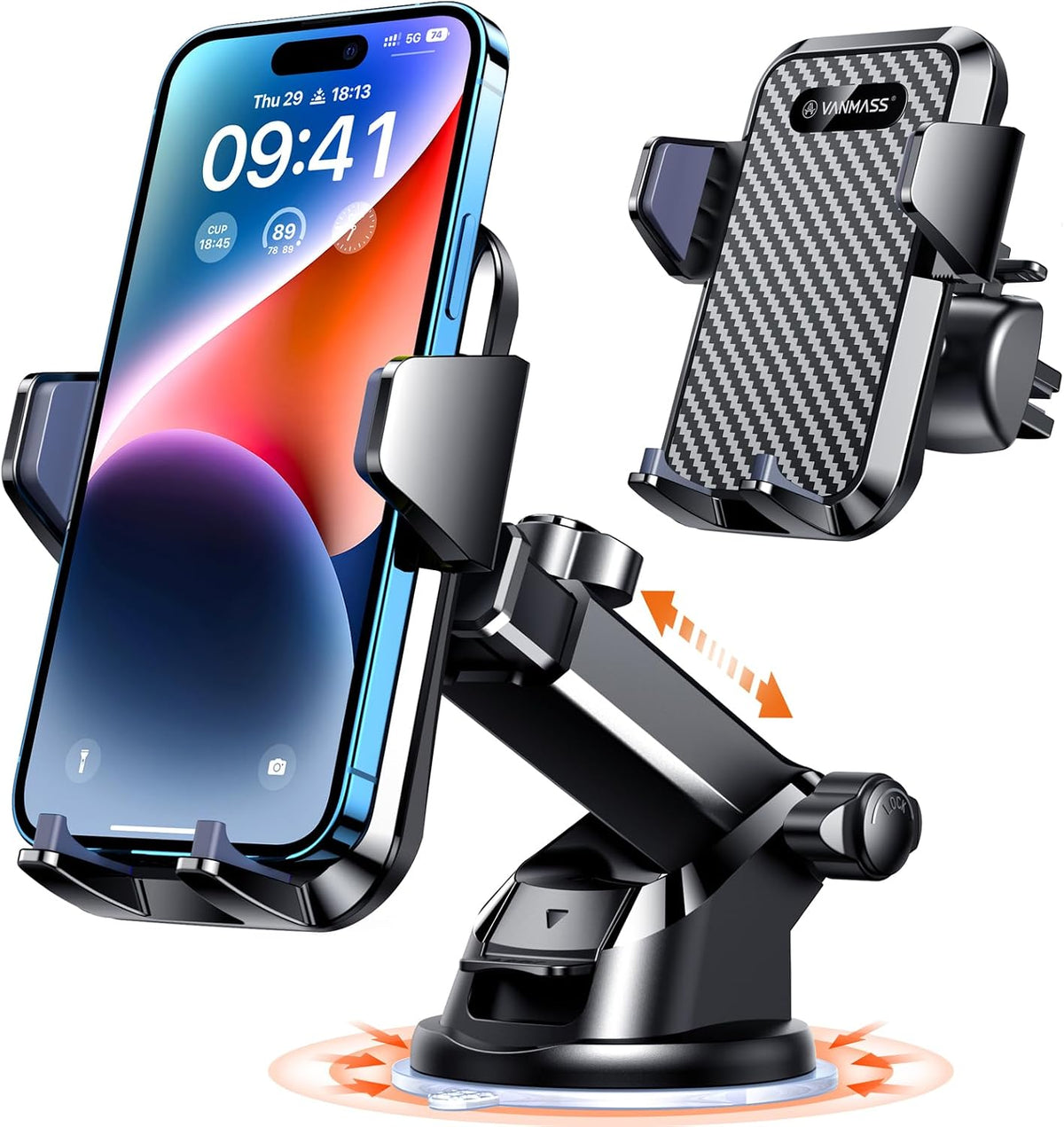 VANMASS Soporte para teléfono celular para automóvil, parabrisas, r...