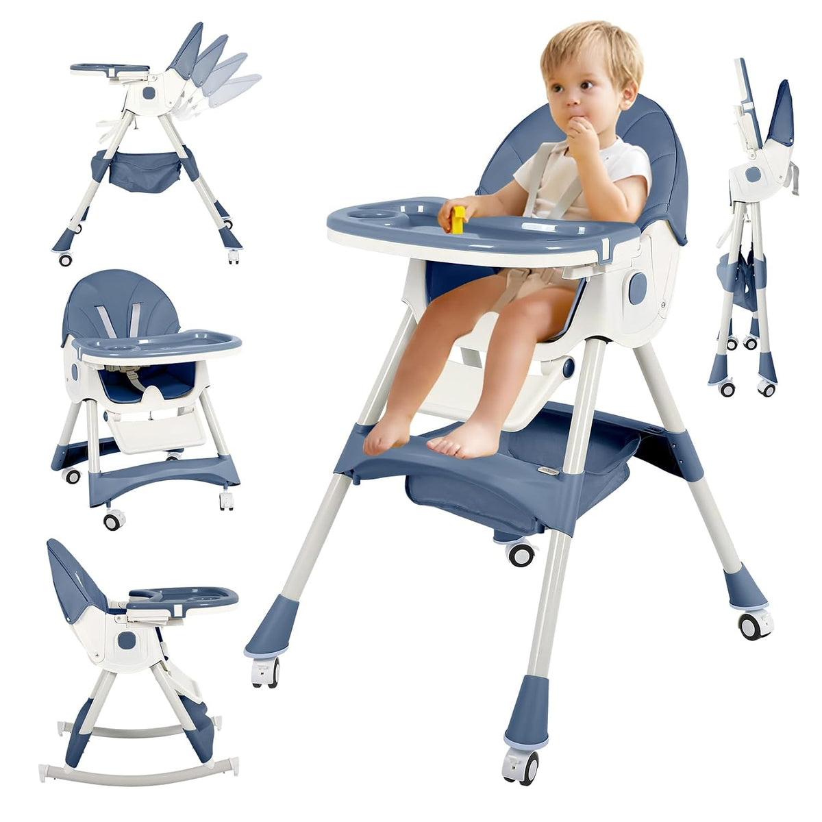 Sillas altas 6 en 1 para bebés y niños pequeños, silla alta plegabl...