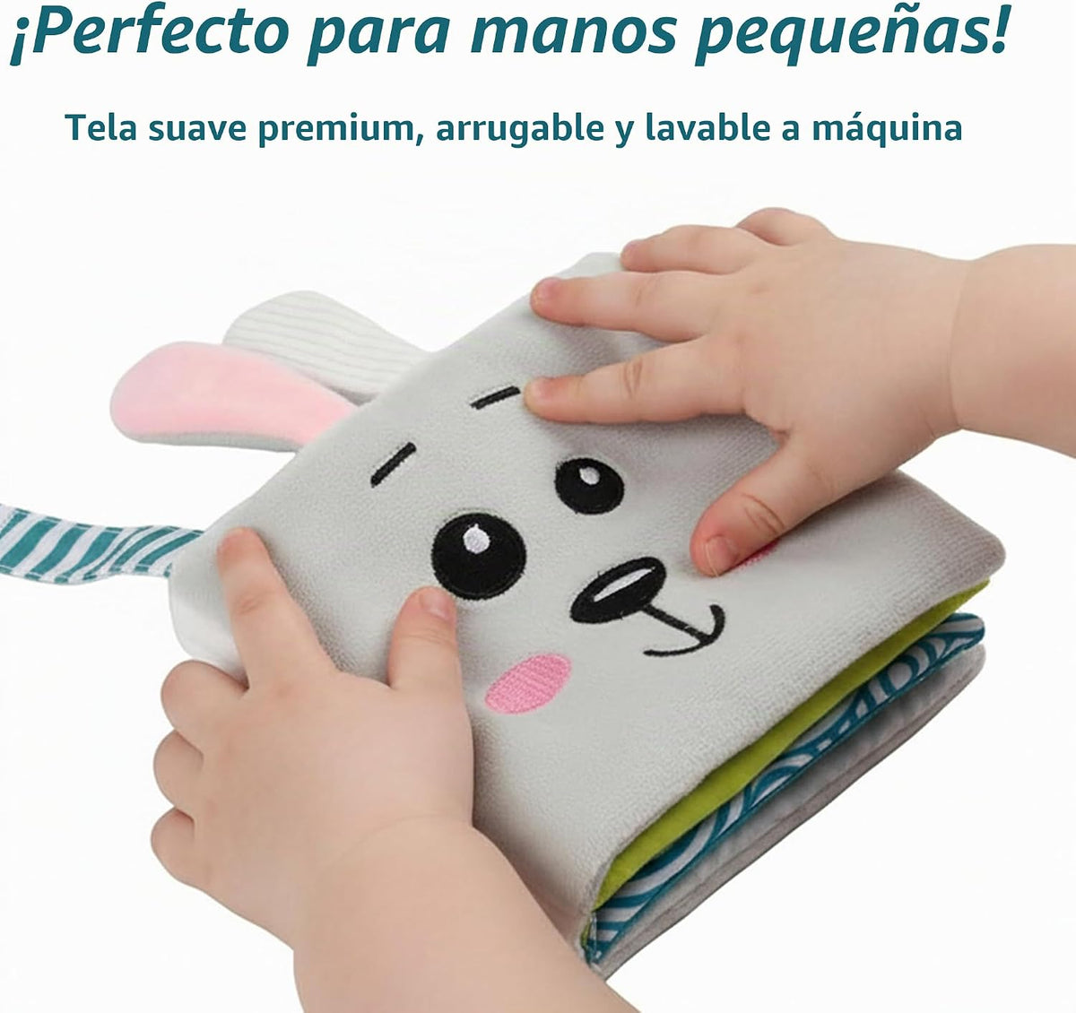 bebe mondo Juguete de conejo con espejo para bebé, libro de tela su...