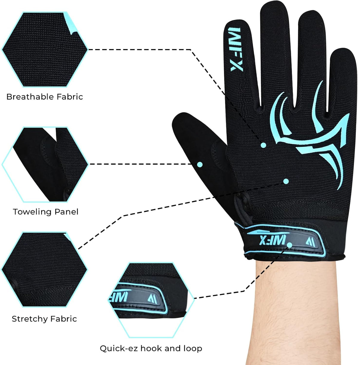 WFX Guantes de ciclismo de dedo completo para hombres y mujeres, gu...