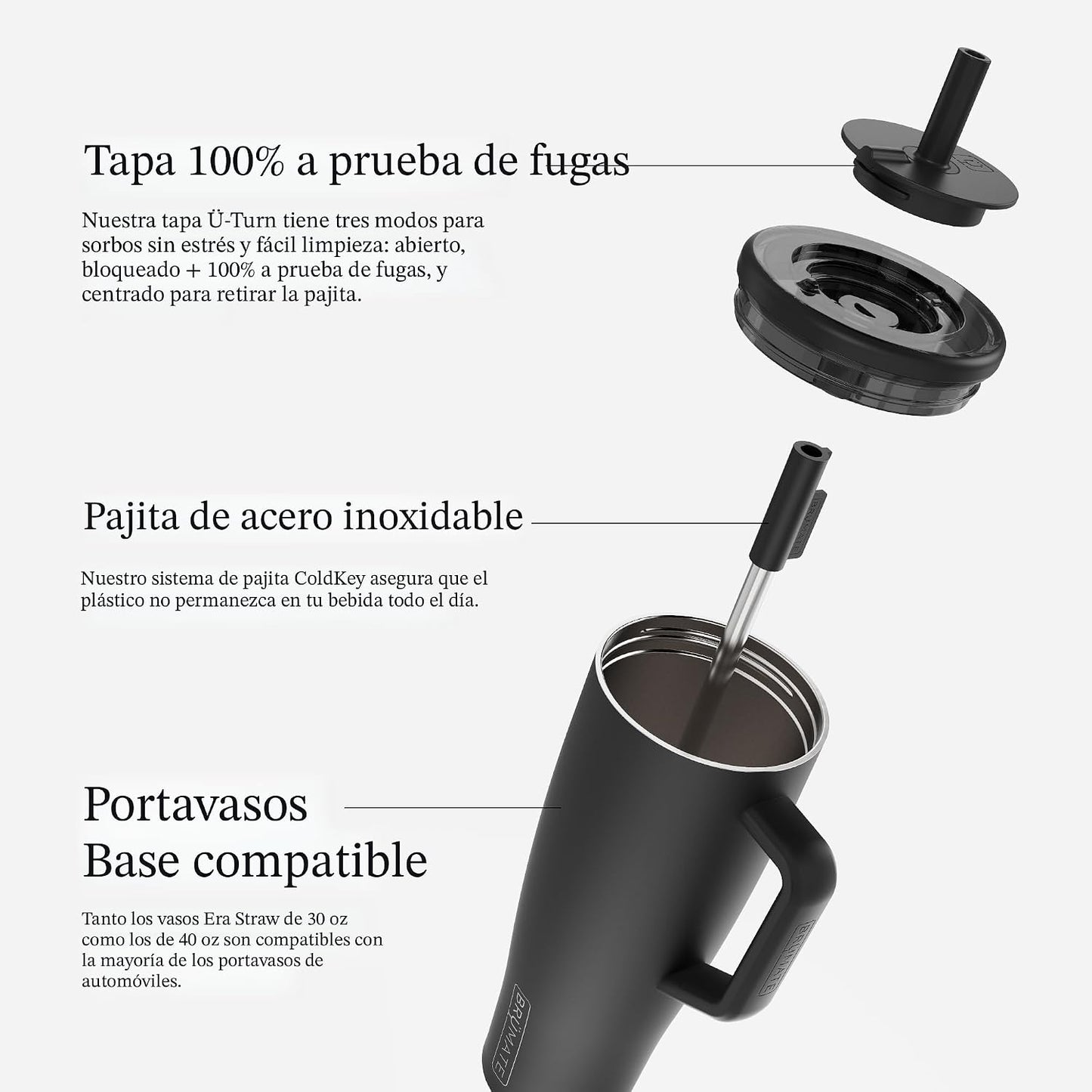 BrüMate Era Vaso de 40 oz con Asa y Pajilla | Botella de Agua Aisla...