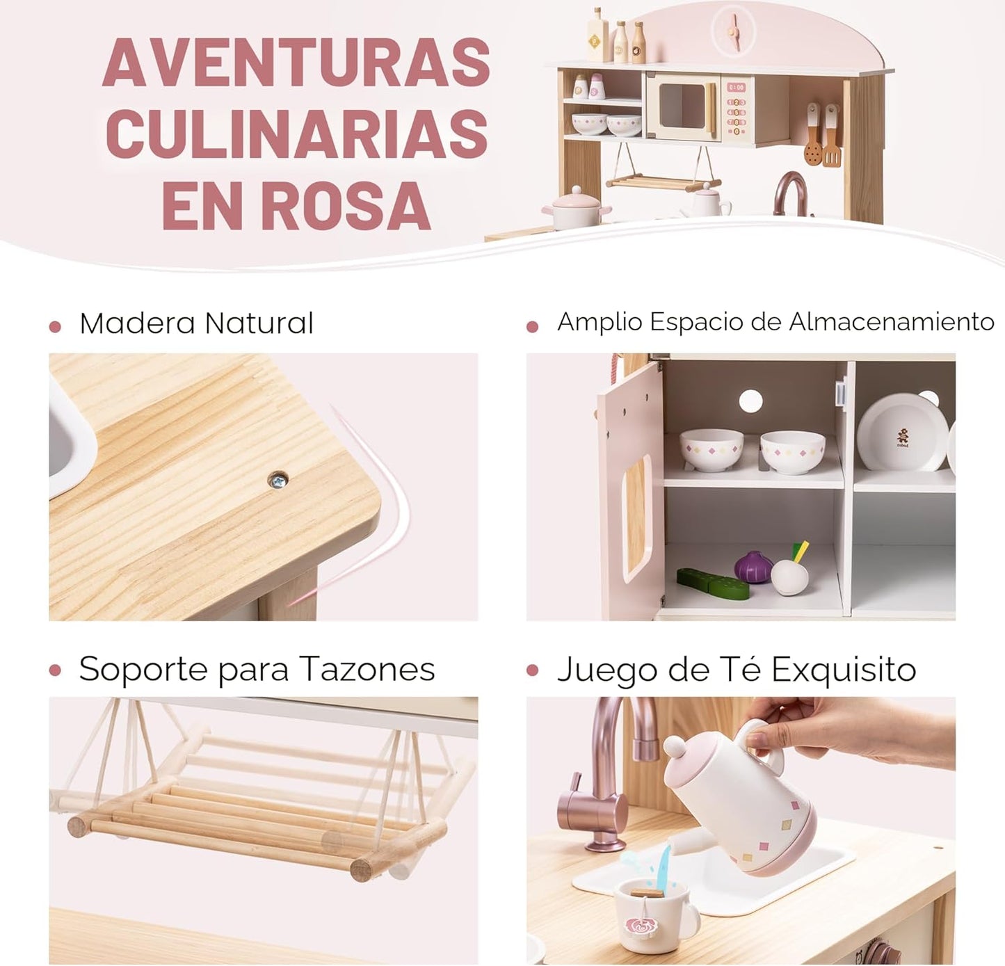 ROBUD Cocina de Juego para Niños Pequeños, Cocina de Juego de Mader...