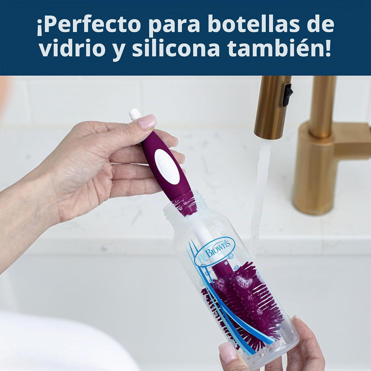 Dr. Brown's Cepillo de limpieza de biberones de tacto suave, ve...