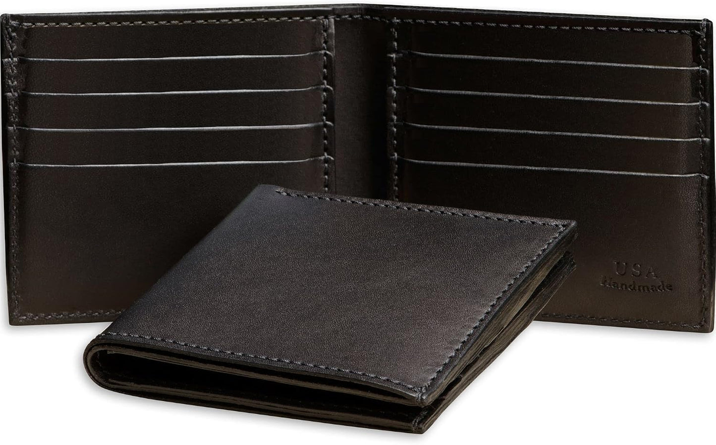 Billetera plegable de cuero de grano completo premium para hombre,...