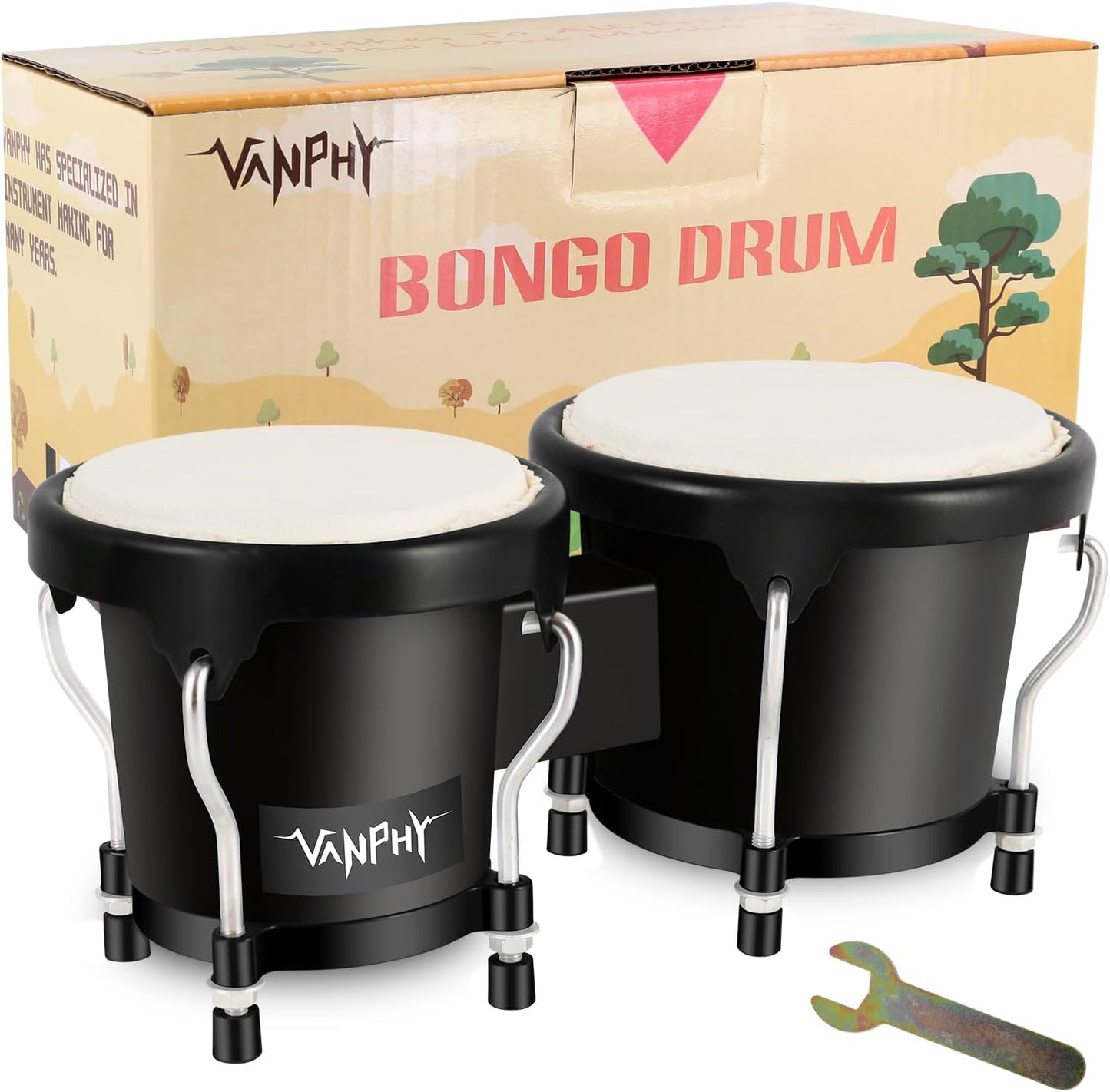 VANPHY Juego de Bongós de 4'' y 5'' para Adultos Pr...