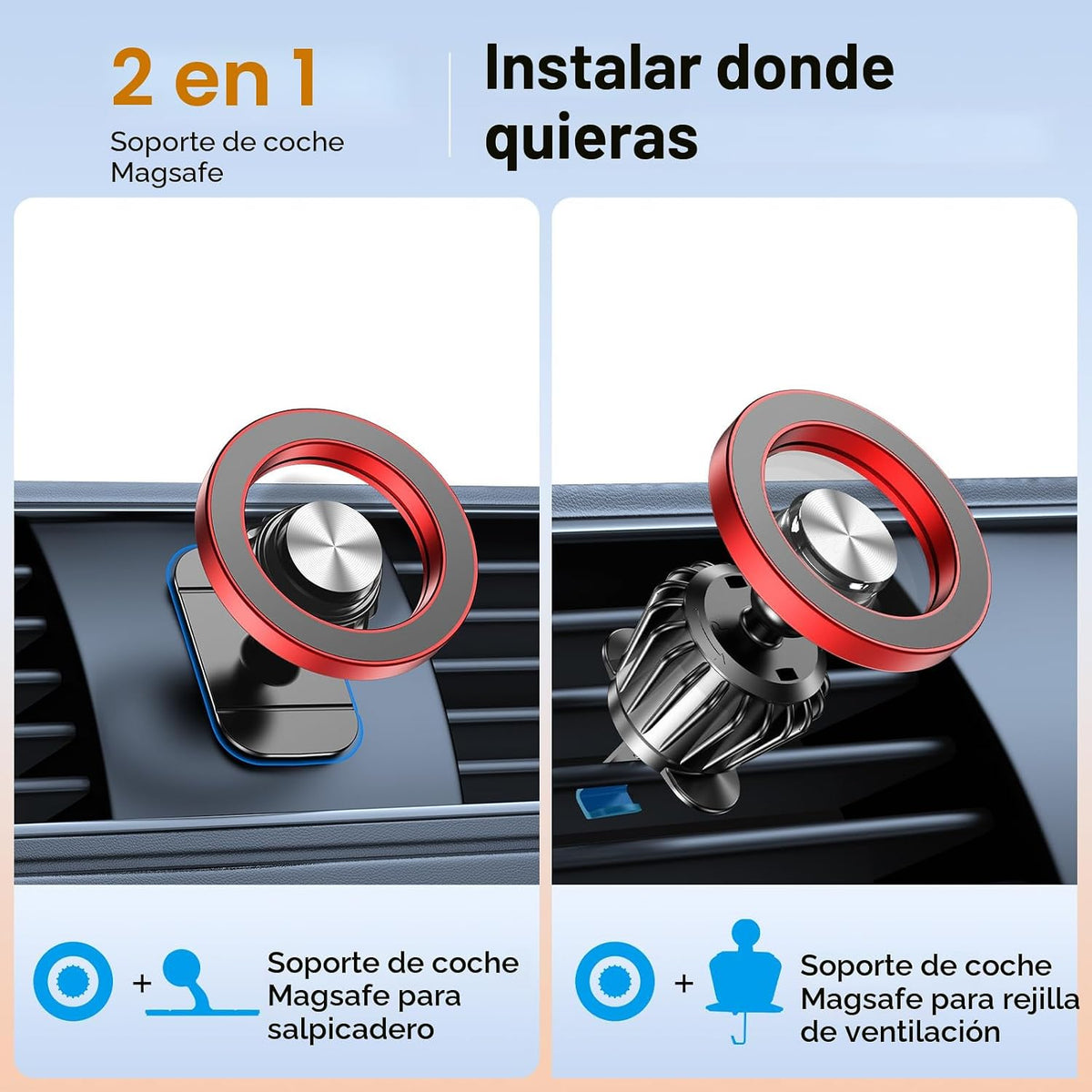 Kaistyle Soporte de coche Magsafe 20 imanes fuertes: soporte magnét...