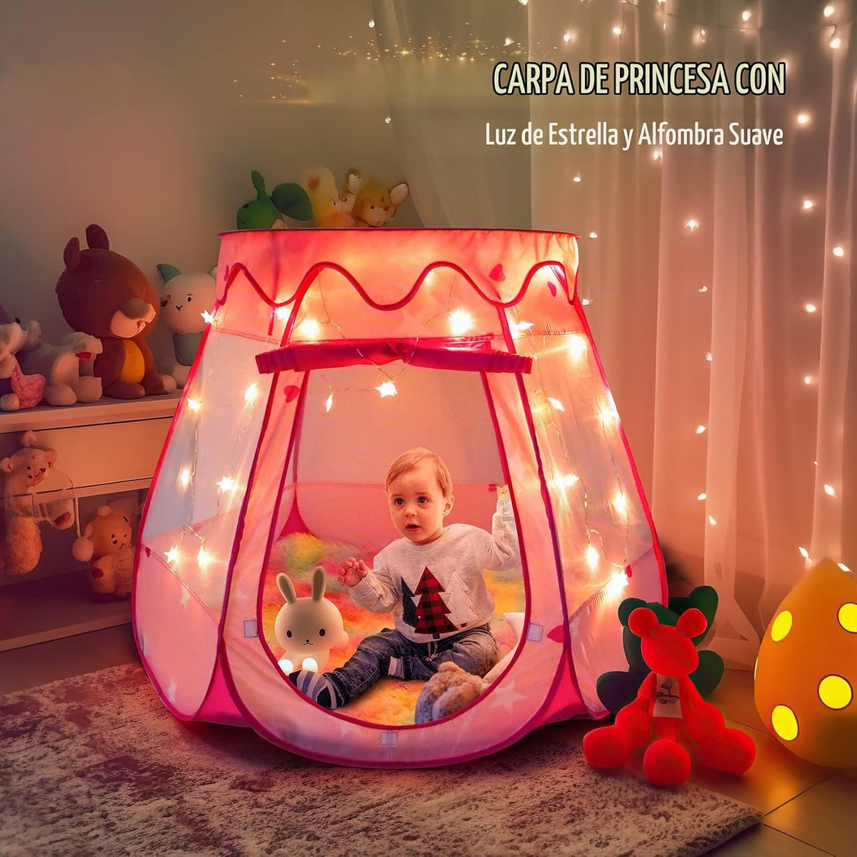 Princess Castle - Tienda de campaña desplegable para niñas con alfo...