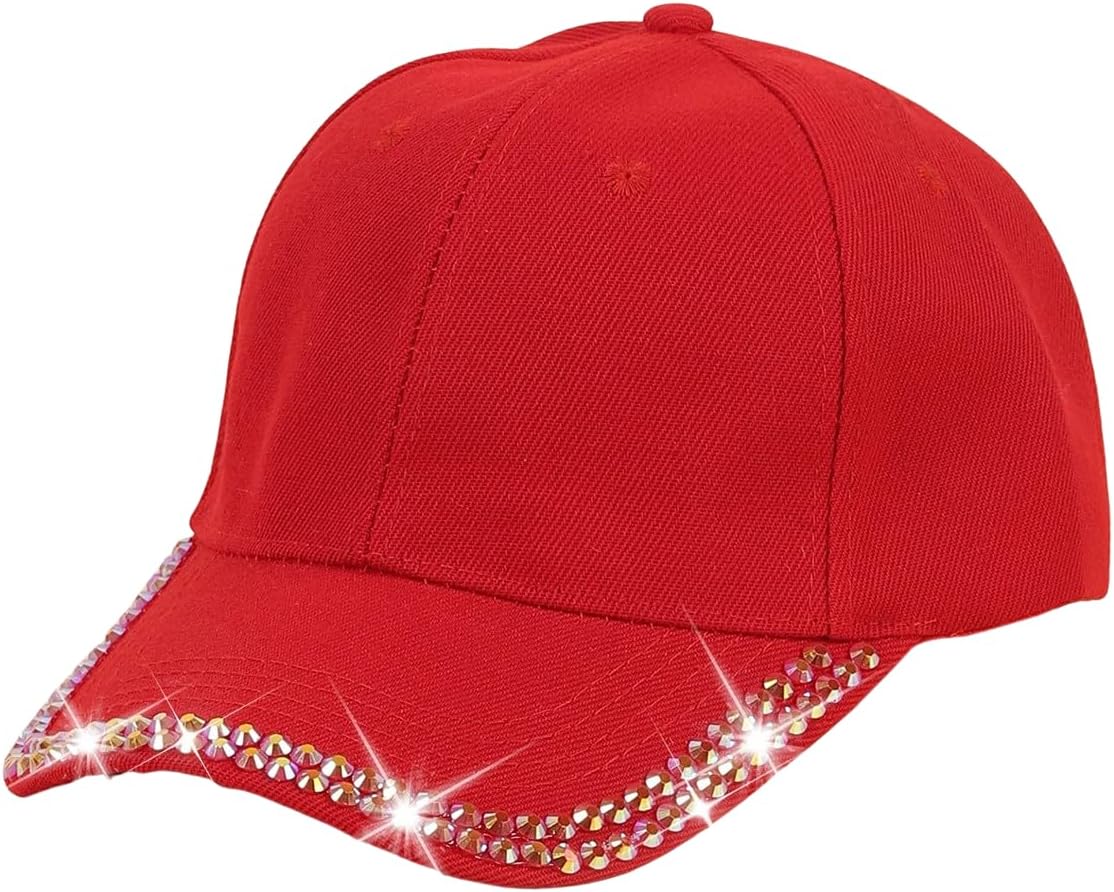 BUDUBIBI Gorra de béisbol con diamantes de imitación para mujer, go...