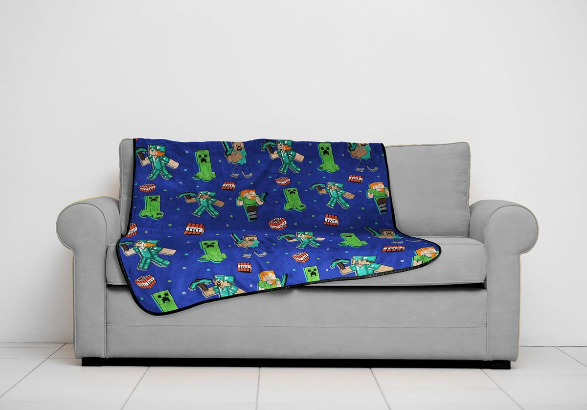 Manta de felpa Minecraft - Mide 50 x 60 pulgadas - Ropa de cama azu...
