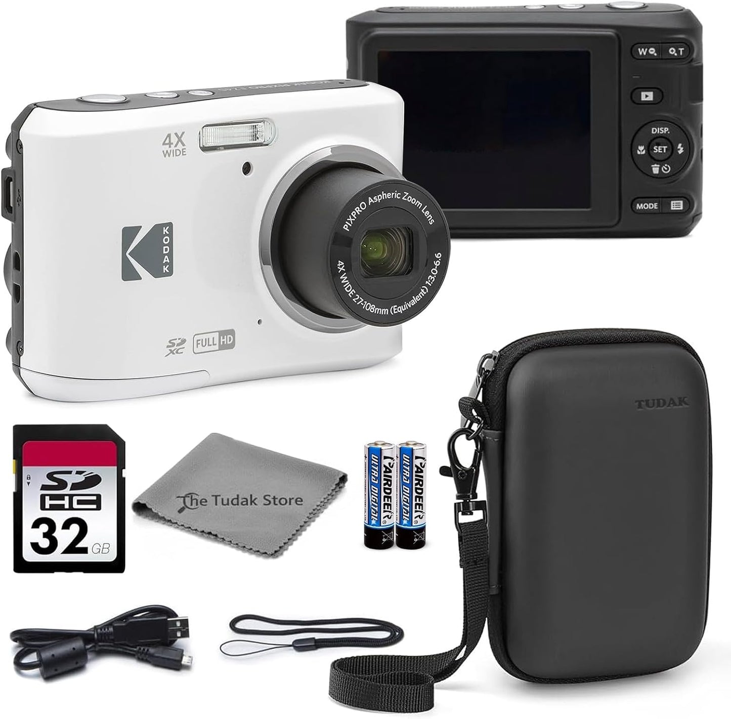 Kodak PIXPRO FZ45 - Cámara digital blanca, 16MP apuntar y disparar...