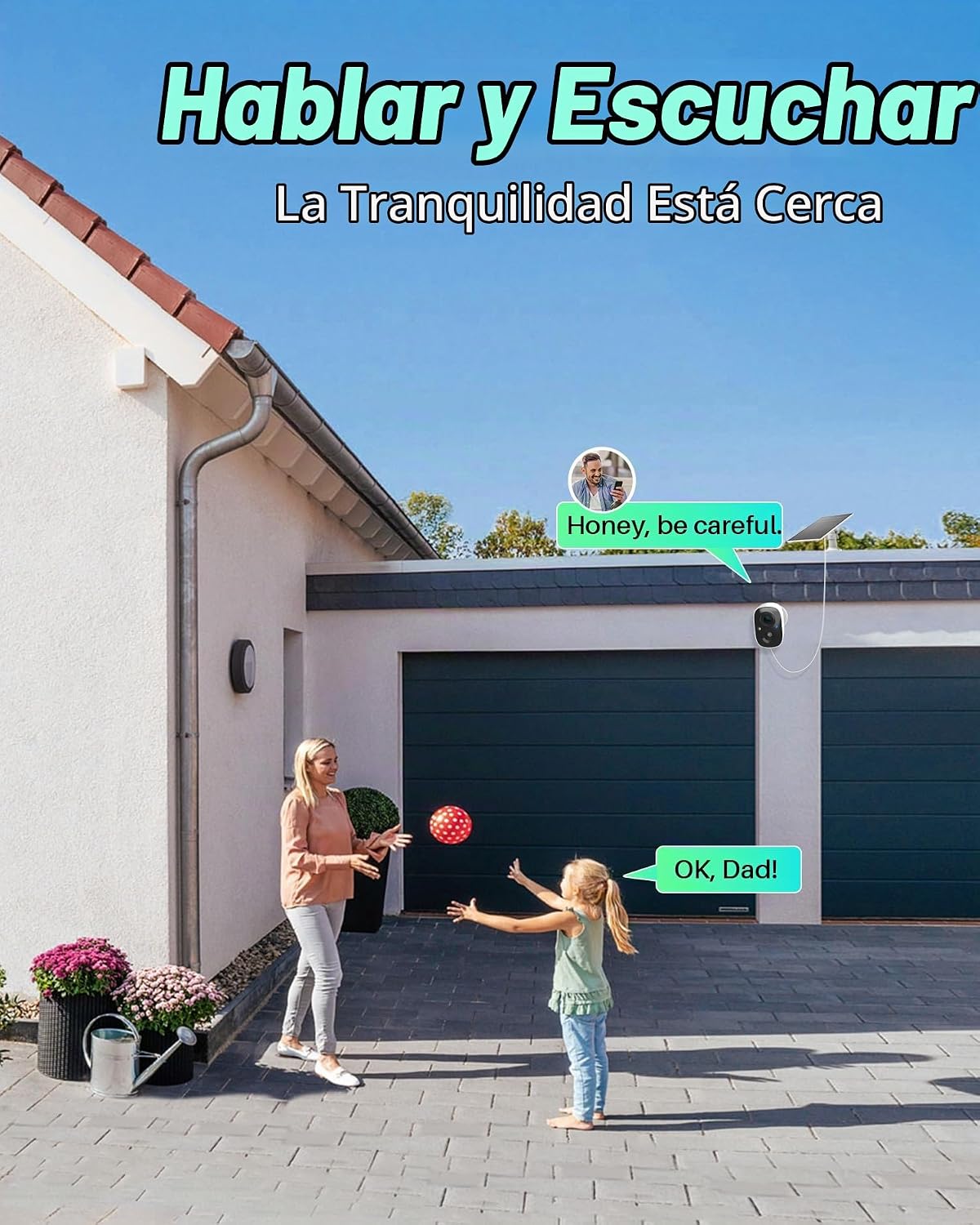 MaxiViz Cámara Solar Inalámbrica para Exteriores, Cámara de Segurid...