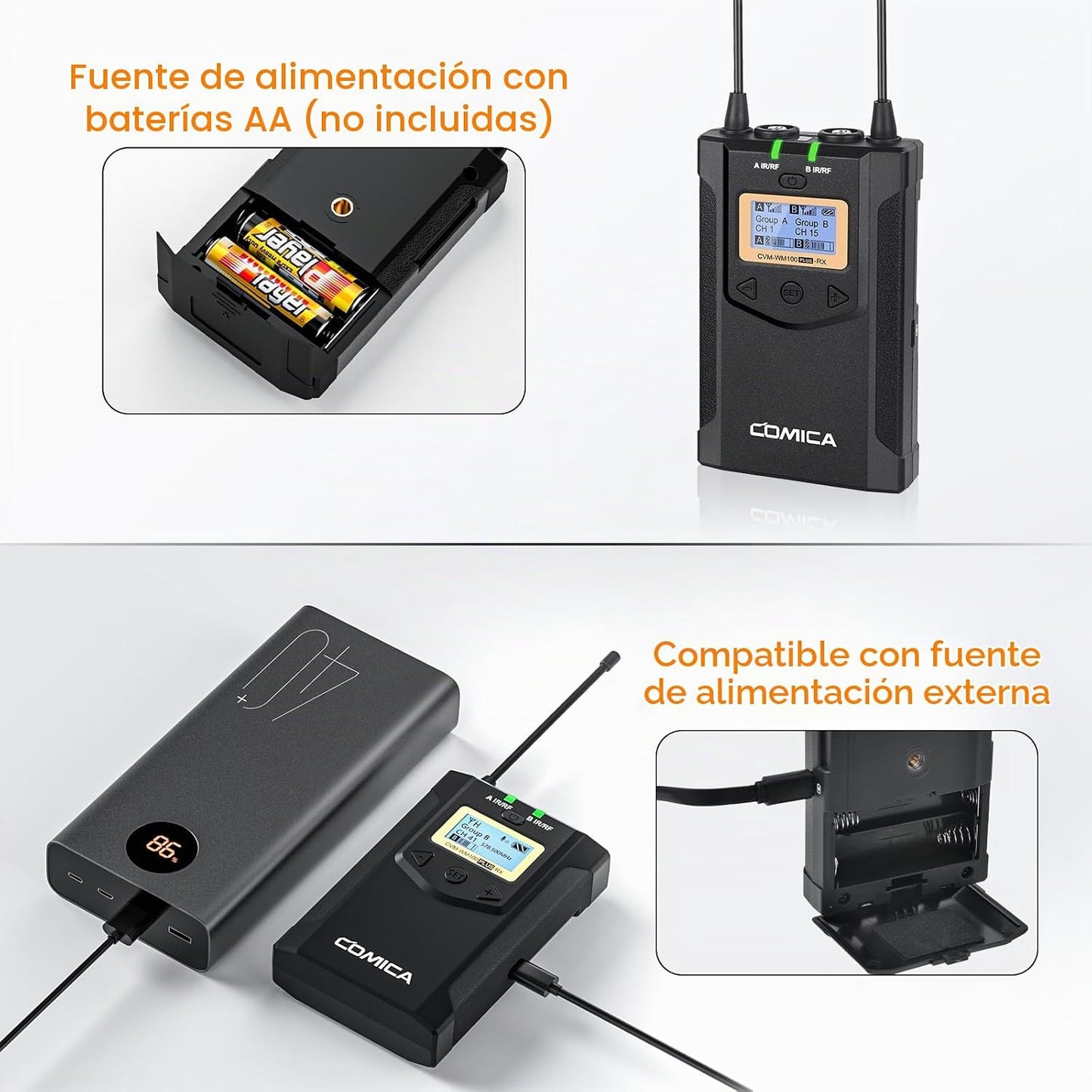 Comica CVM-WM100PLUS - Sistema de micrófono inalámbrico para cámara...