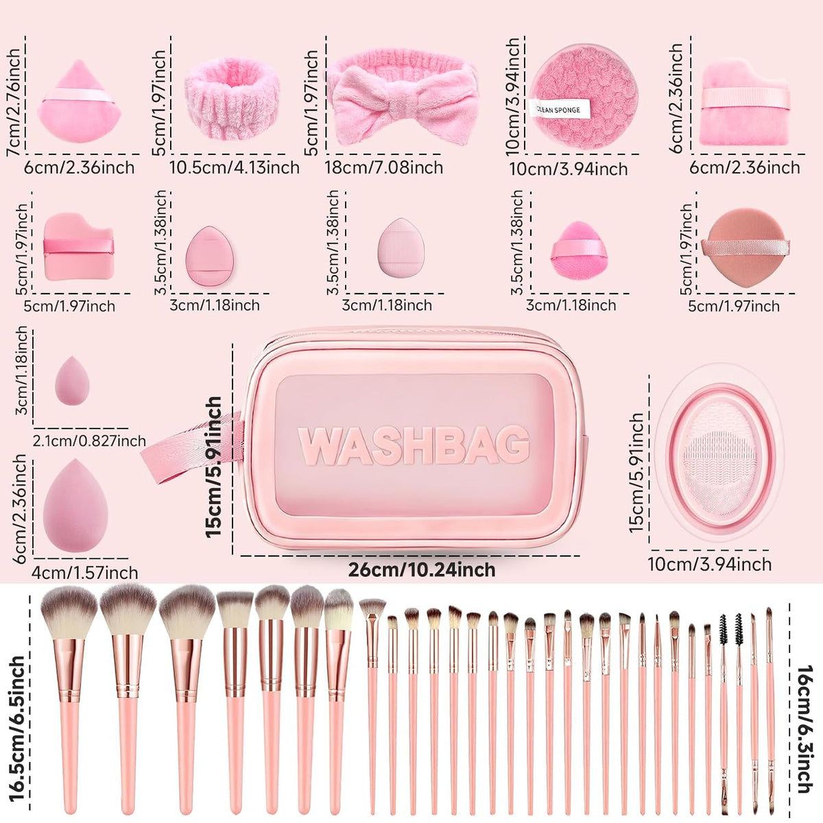 CLRDZN Juego de 70 brochas de maquillaje, juego de brochas de maqui...
