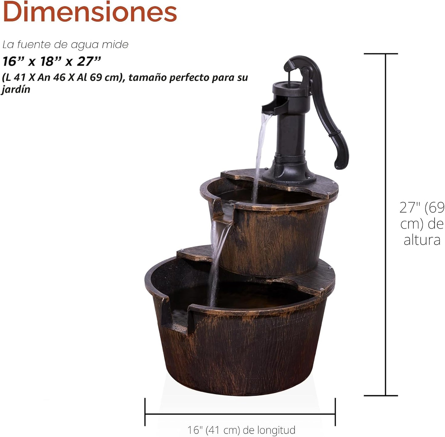 Alpine Corporation TIZ194BZ | Fuente de agua rústica para exteriore...
